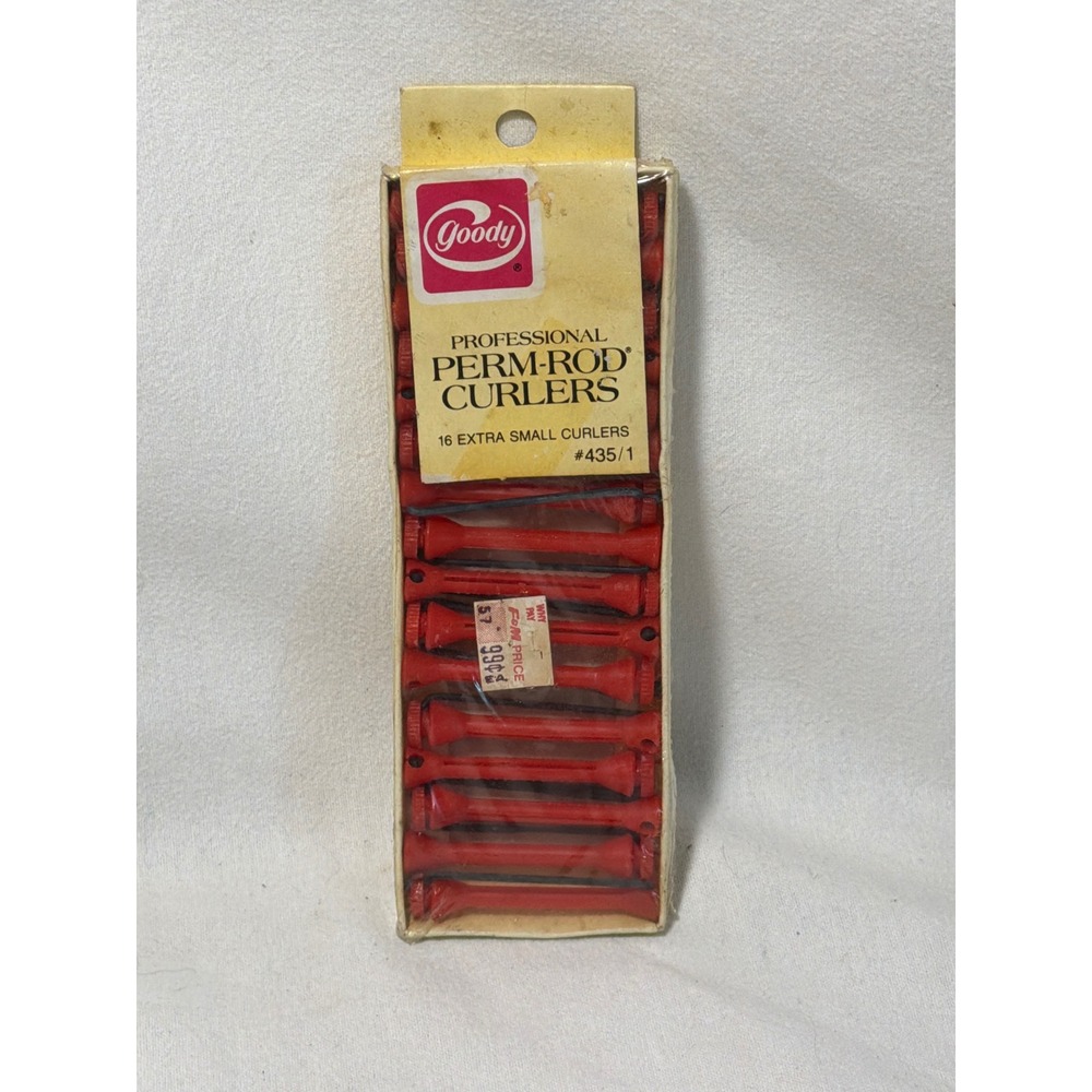 Vintage Goody Professional Perm-Rod Curlers 16 Extra Small Red 1/8" 1982 435/1
